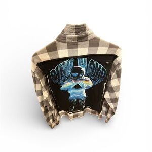 Pink Floyd Plaid Button Down Shirt - Black and Brown